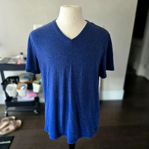 Women's American Eagle Blue V-Neck Short Sleeve Shirt